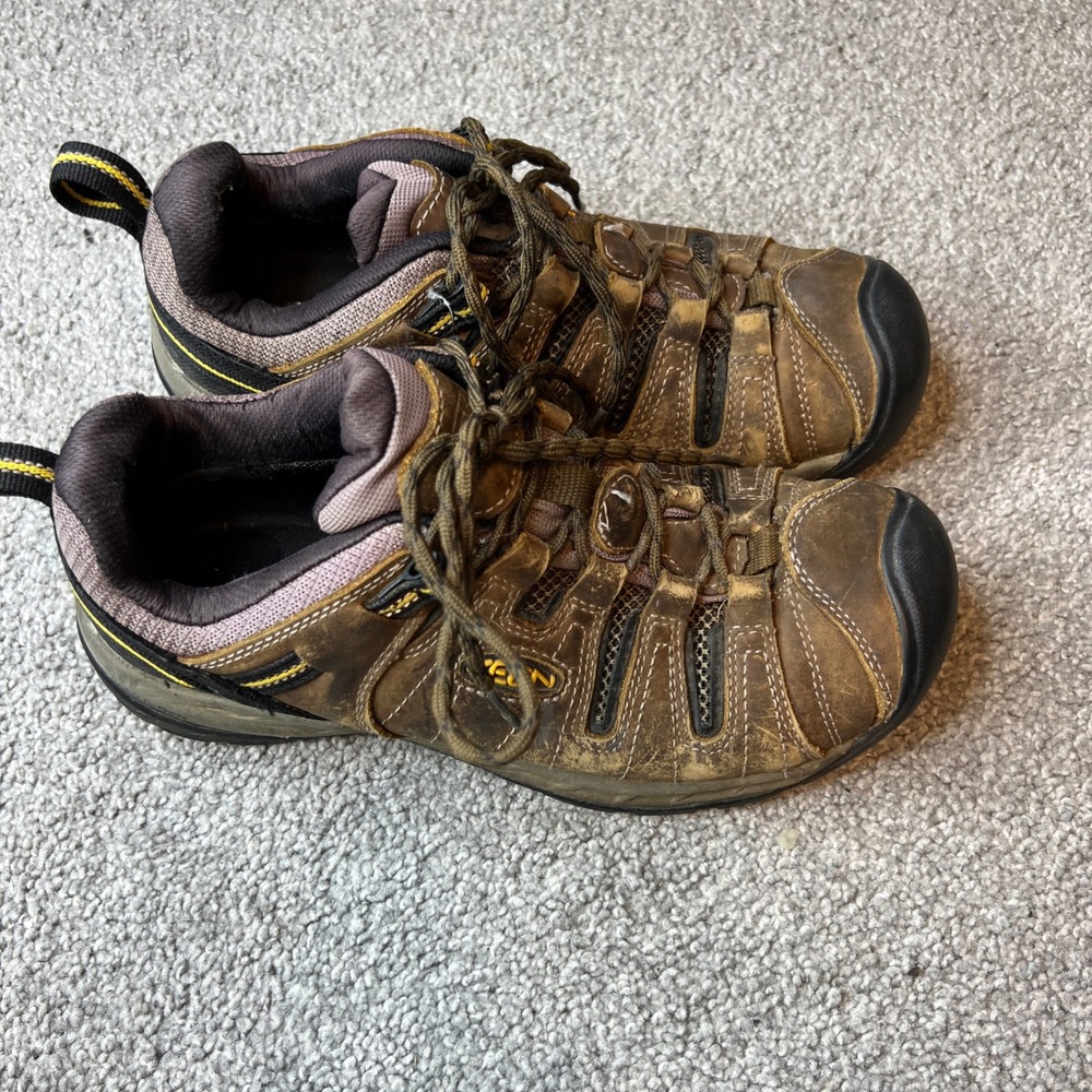 KEEN womens‎ size 7.5 Steel Toe Work Boots Brown Leather Lace Up Outdoor hiking